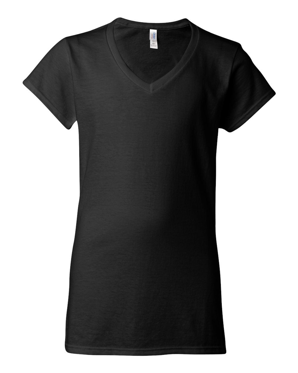 Ladies V-neck Black Cotton T-shirt