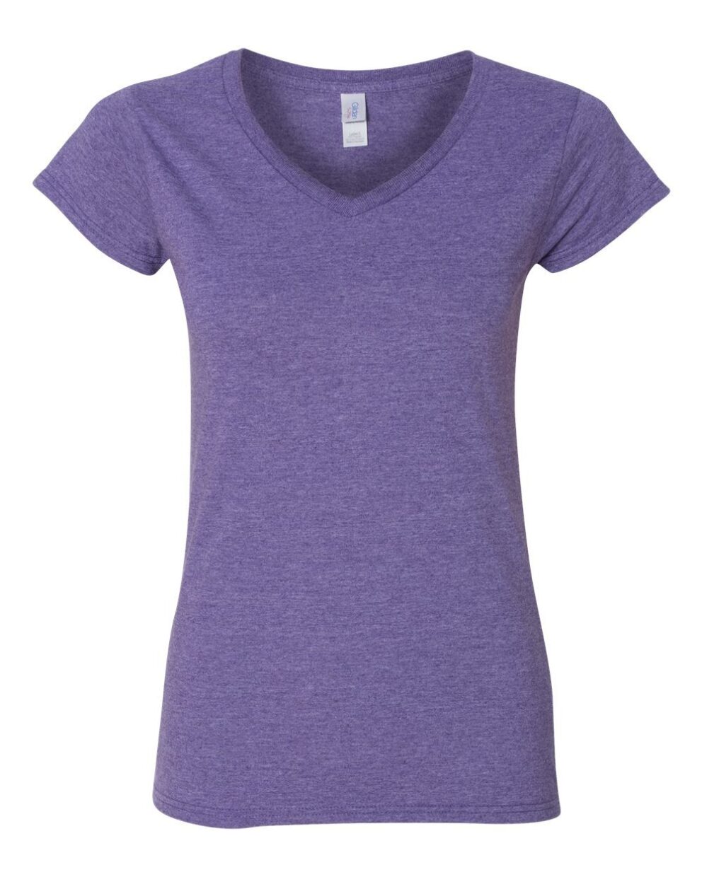 Ladies V-neck Heather Purple Cotton T-shirt