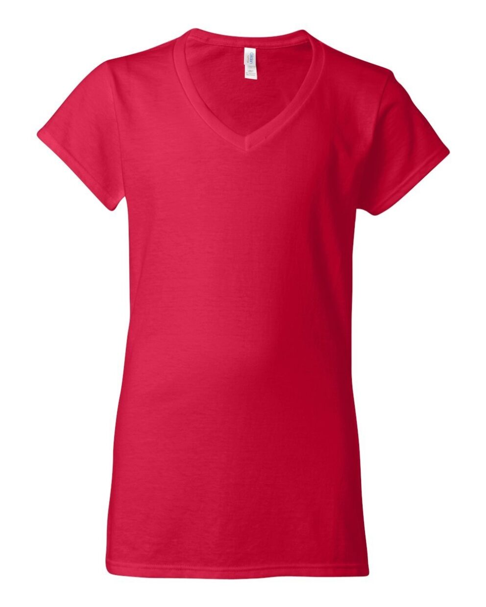 Ladies V-neck Red Cotton T-shirt