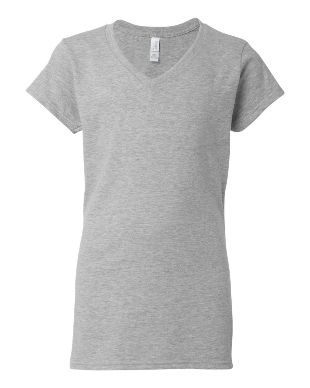 Ladies V-neck Heather Grey Cotton T-shirt