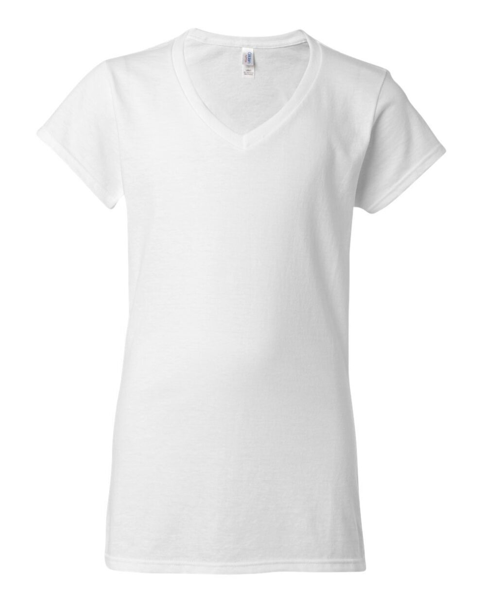 Ladies V-neck White Cotton T-shirt